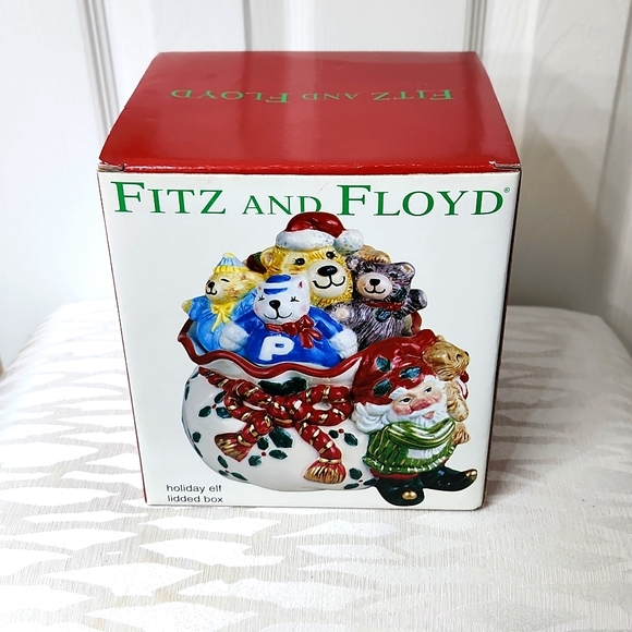 Fitz And Floyd, Holiday Elf, Candy Dish, Lidded Box - Picture 2 of 15